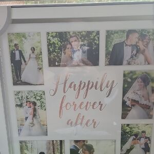 Pearhead White Frame with Rose Gold Script "Happily Forever After"